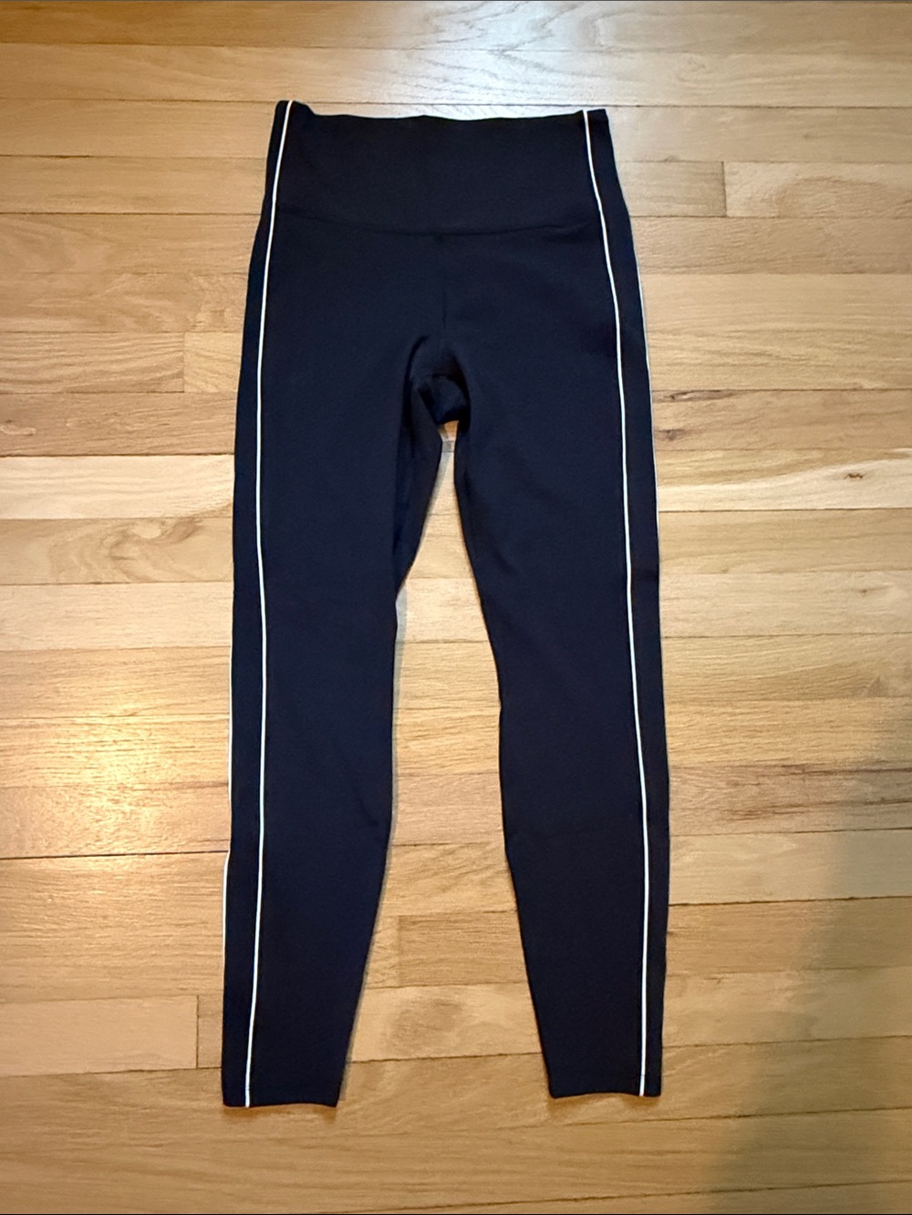 Women’s All In Motion High-Waist Black Leggings with White Side Stripe